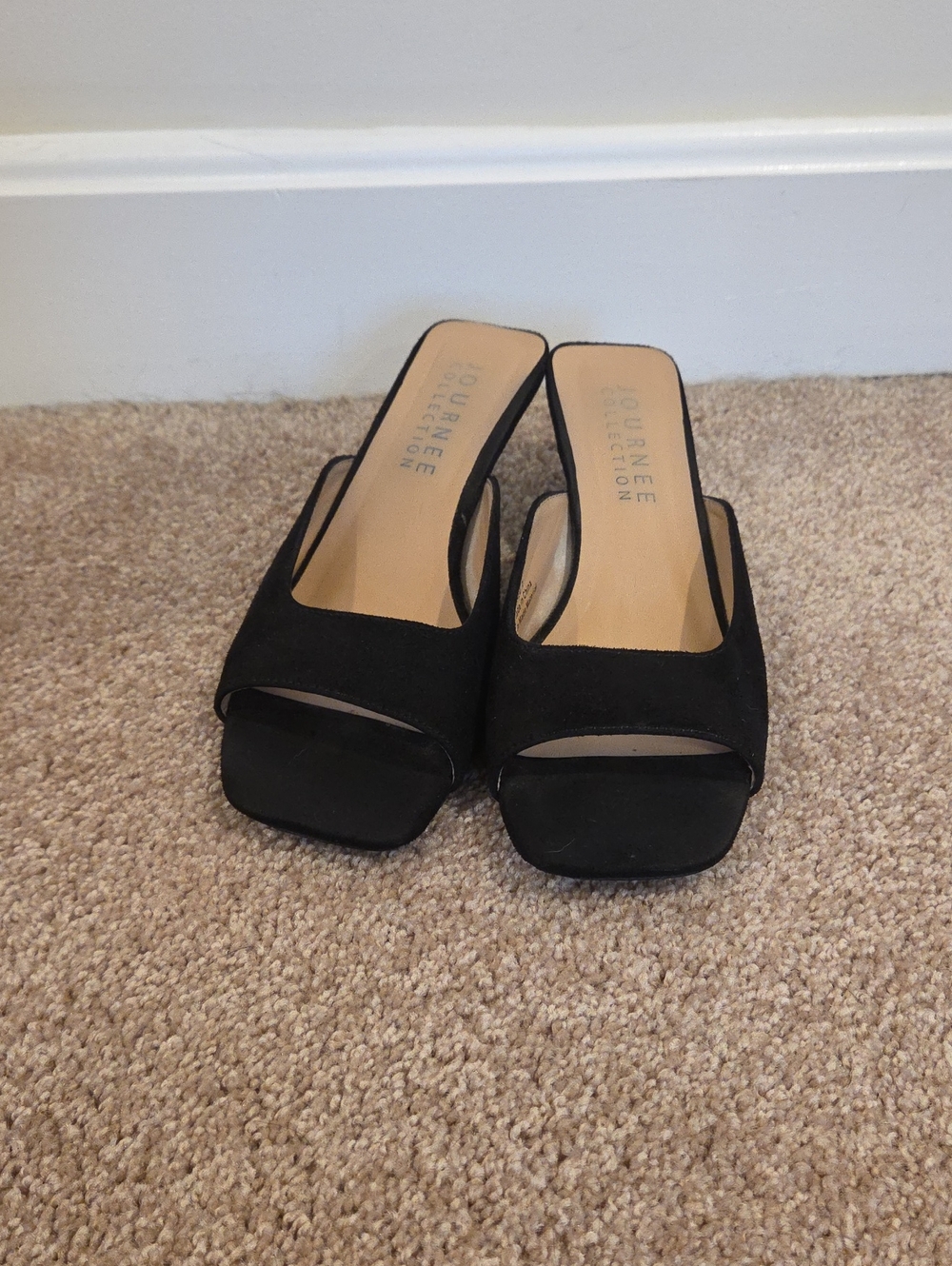Journee Collection Black Open-Toe Square Mule